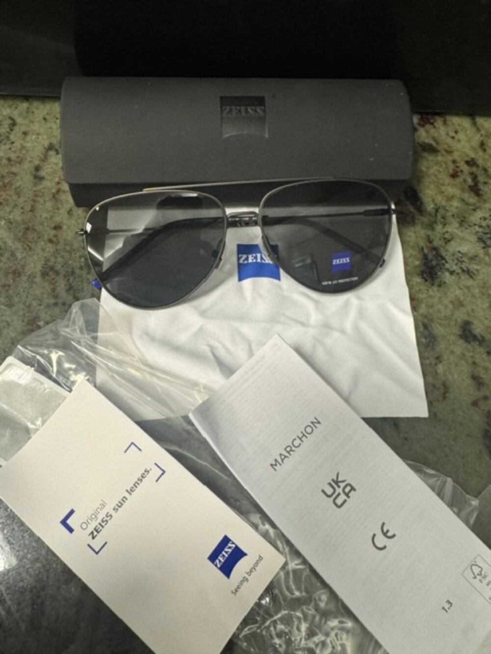 Zeiss Men's Sunglasses Satin Gunmetal Titanium Aviator Shape Frame ZS22107SP